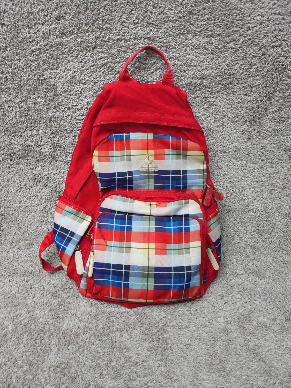 빈티지 르꼬끄 스포르티브(le coq sportif)체크 패턴 백팩 상품이미지1