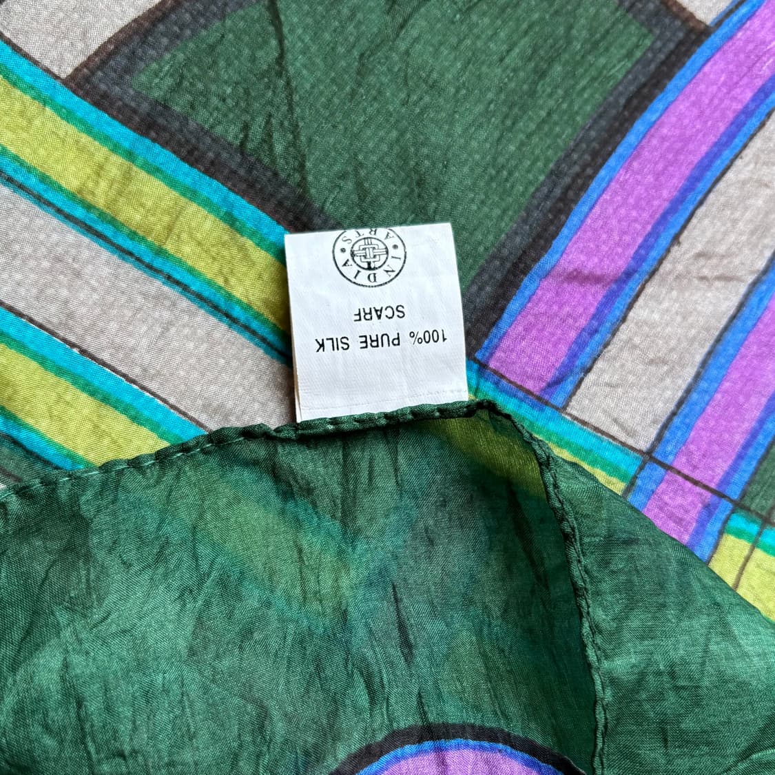 빈치지 패턴 실크 스카프 그린 상품이미지8