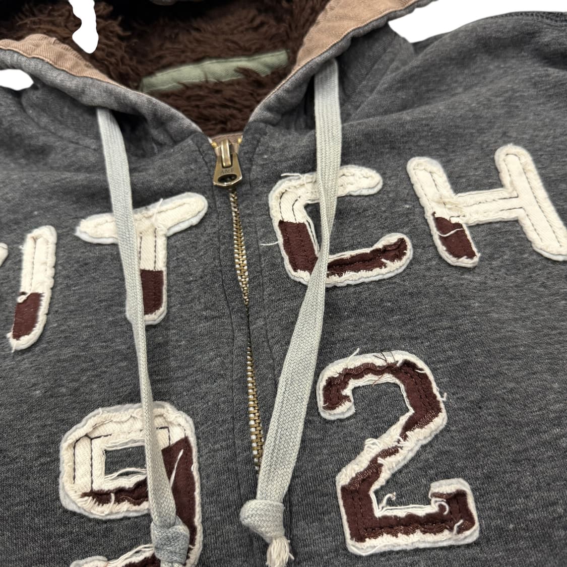 아베크롬비 빈티지 Y2K 울프죠 보아털 퍼 후드집업 자켓 그레이  L 상품이미지3