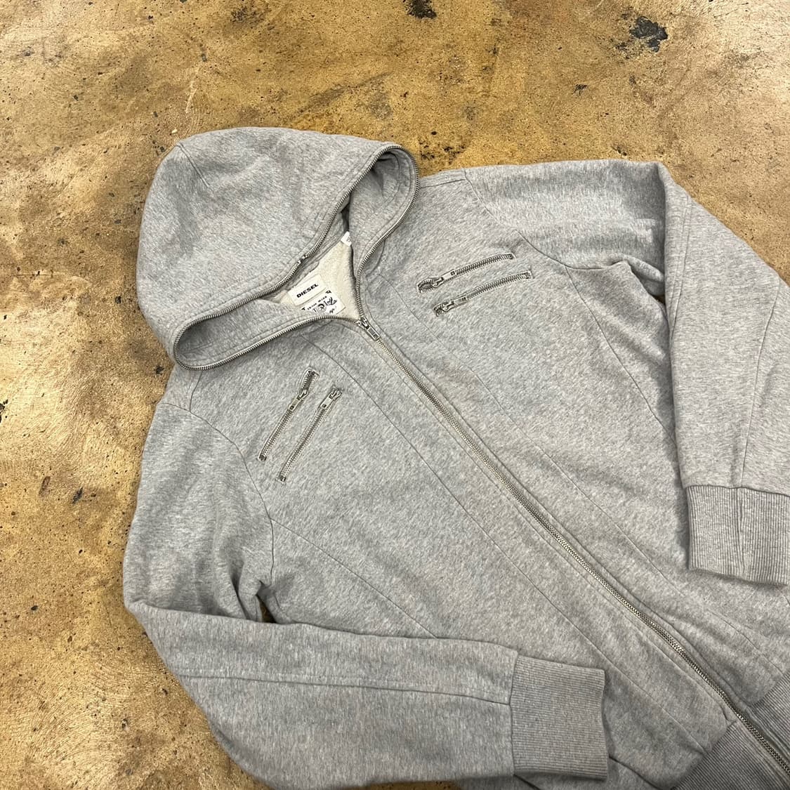 디젤 그레이 멀티 풀 지퍼 후드집업 상품이미지1