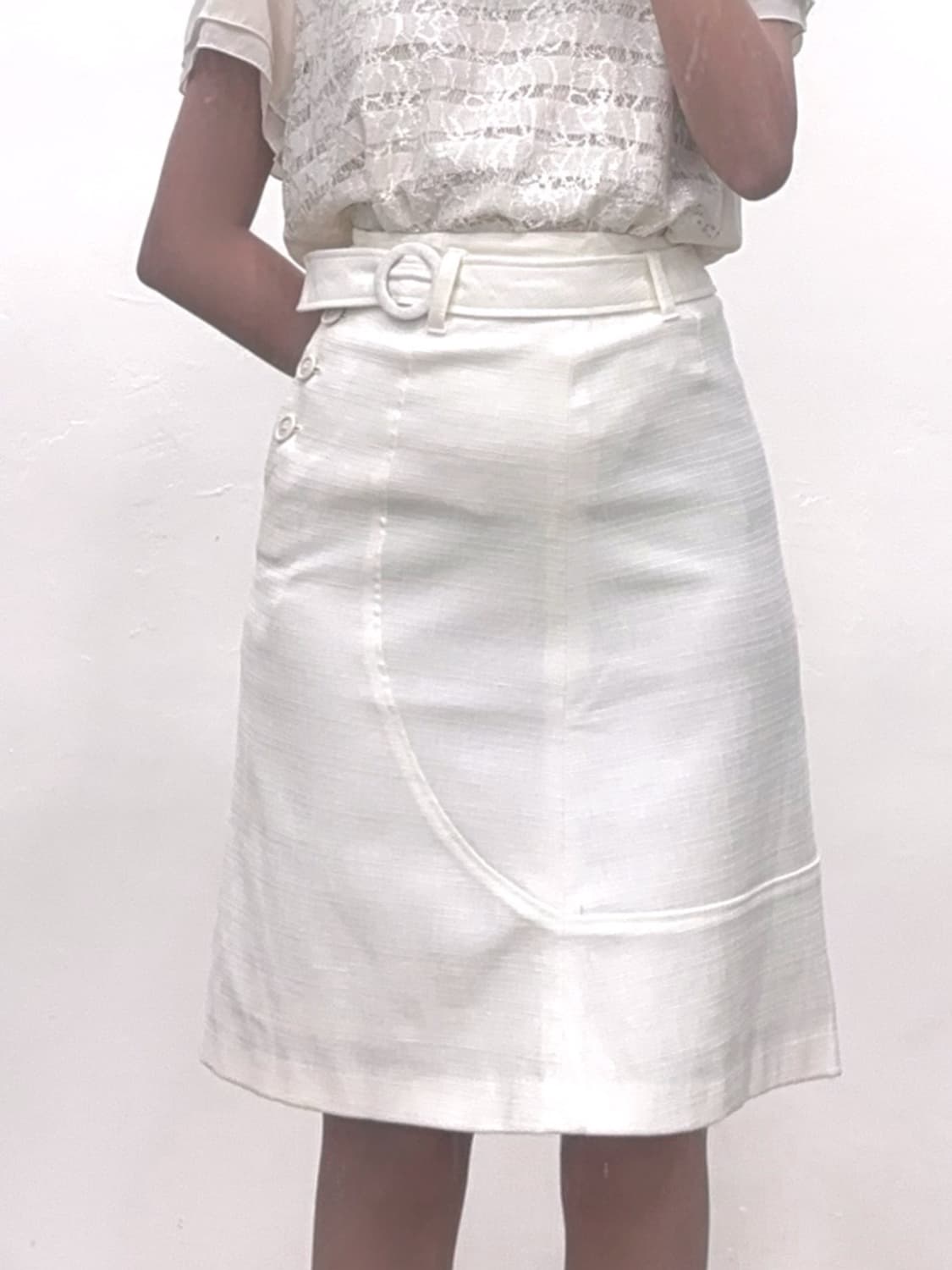 아메카지 히메카지 A라인 벨트 미디 스커트 (착샷o) 상품이미지5