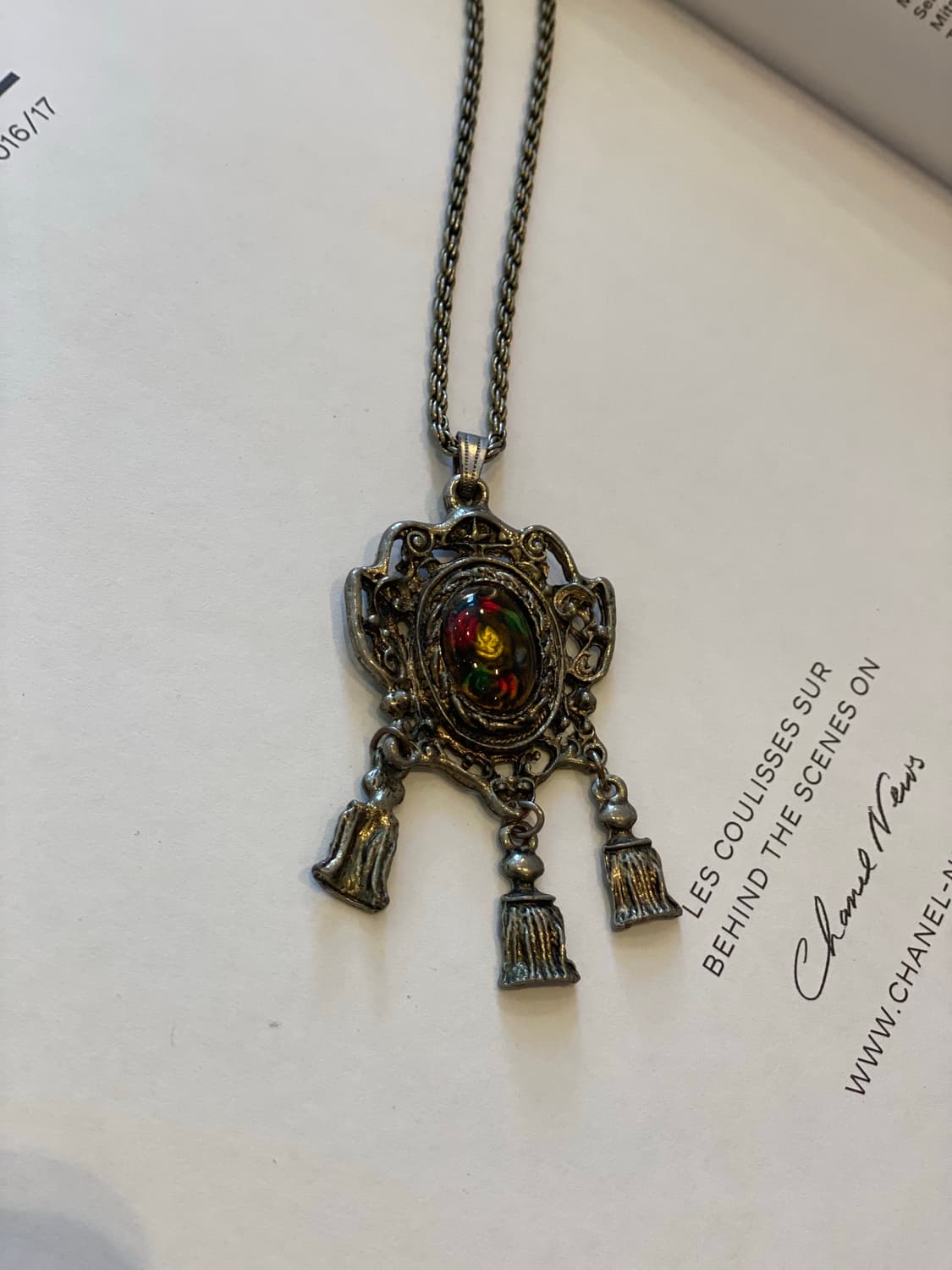 플라워패턴 앤틱 드롭 목걸이 상품이미지4