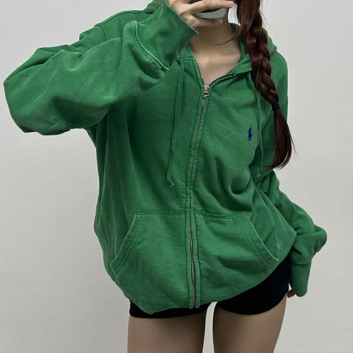 폴로 랄프로렌 초록 코튼 후드집업 희귀져지(M) 상품이미지2