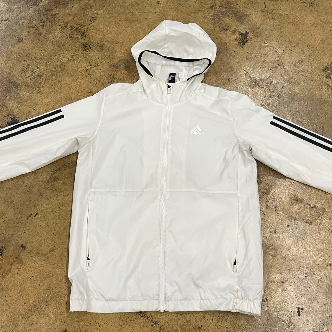 [정품/M] 아디다스 화이트 삼선 후드 바람막이 b19 상품이미지3