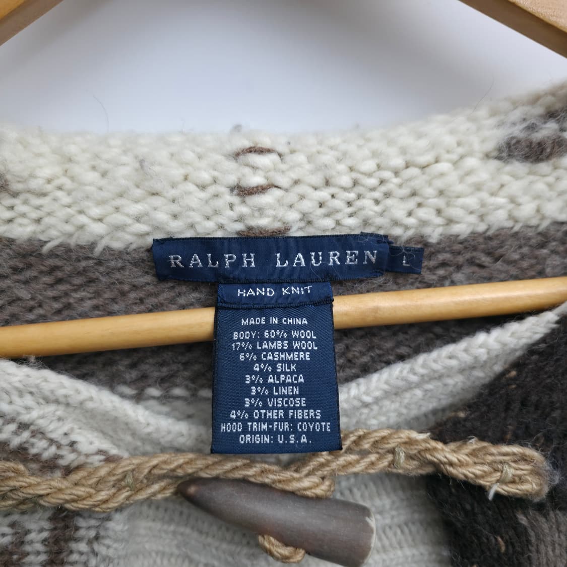 [L] 폴로 랄프로렌 노르딕 핸드 니트 후드 가디건 상품이미지5