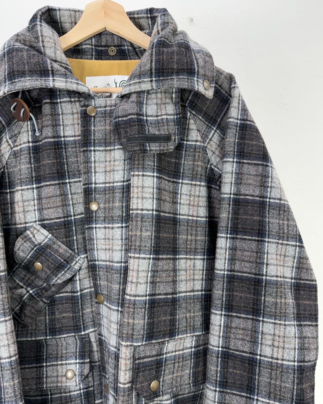 남이서팔 윈드 스토퍼 타탄 체크 히든후디 자켓 상품이미지3