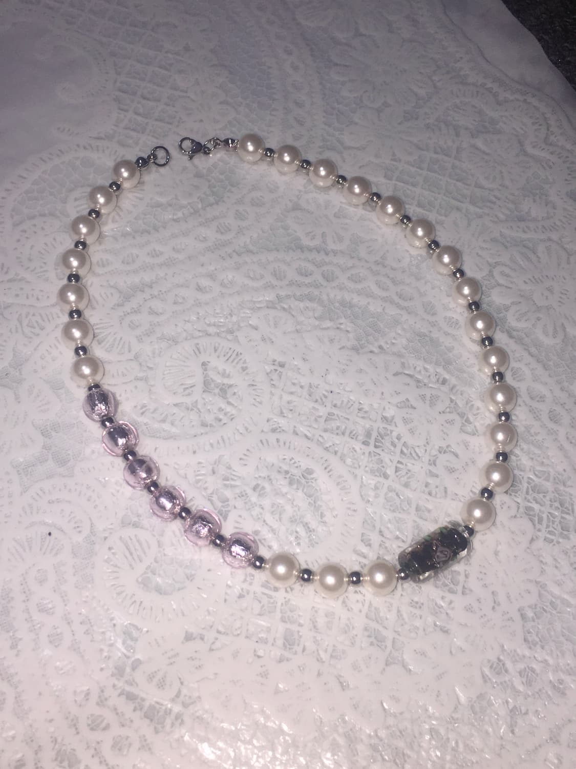 Viburnum shop 오리엔탈 장미 초커 목걸이(화이트/블랙) 상품이미지5