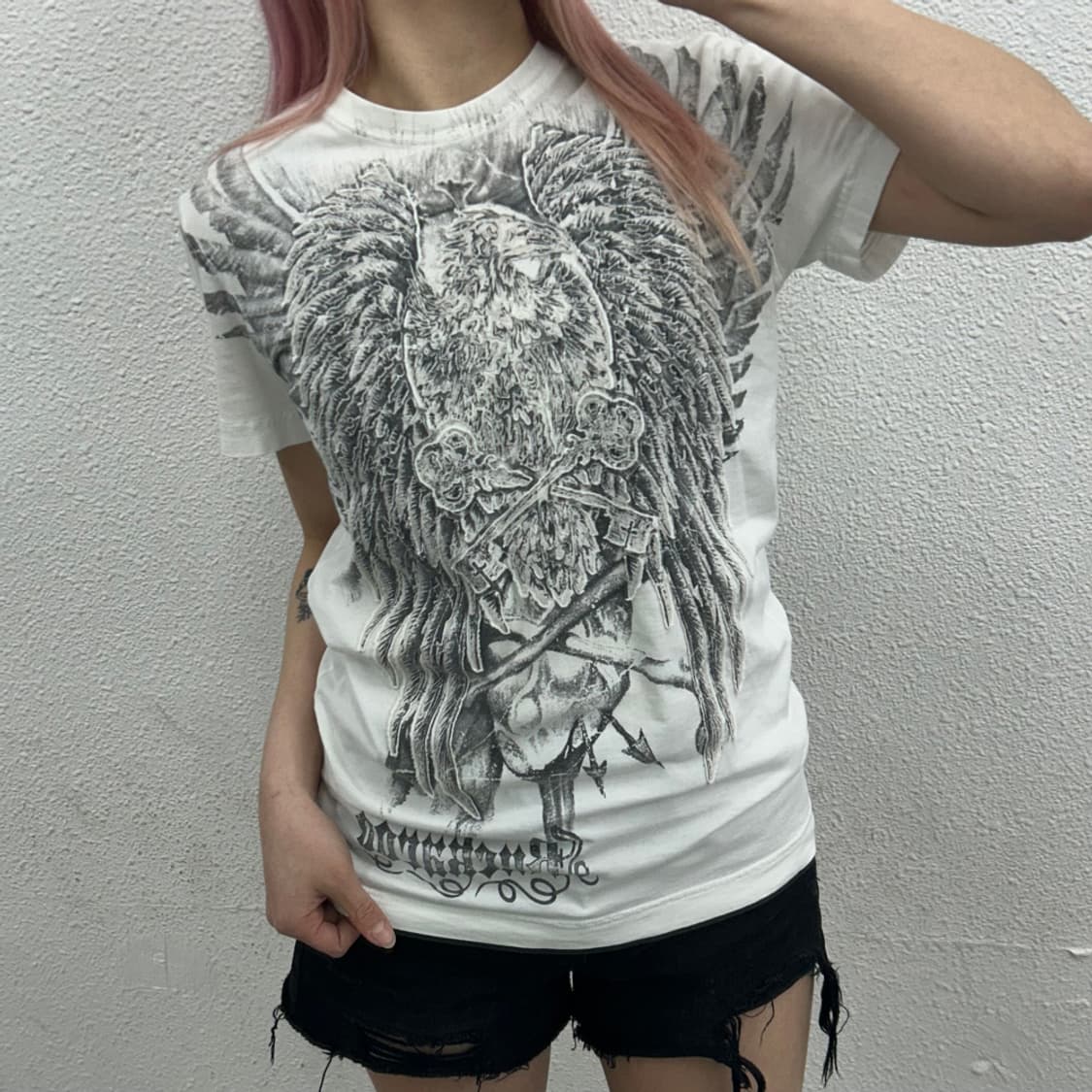 버커루 y2k 락시크맛 프린팅 화이트 반팔 M 상품이미지1