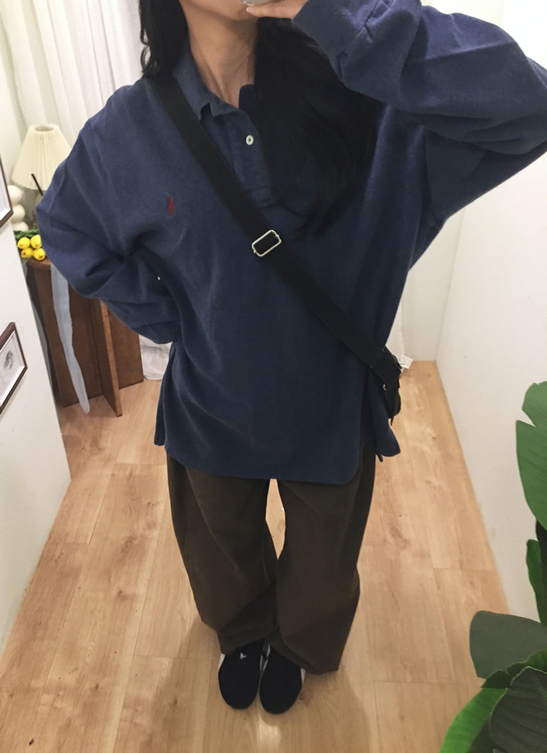 공용 폴로 오버핏 카라 긴팔티셔츠 100 상품이미지2