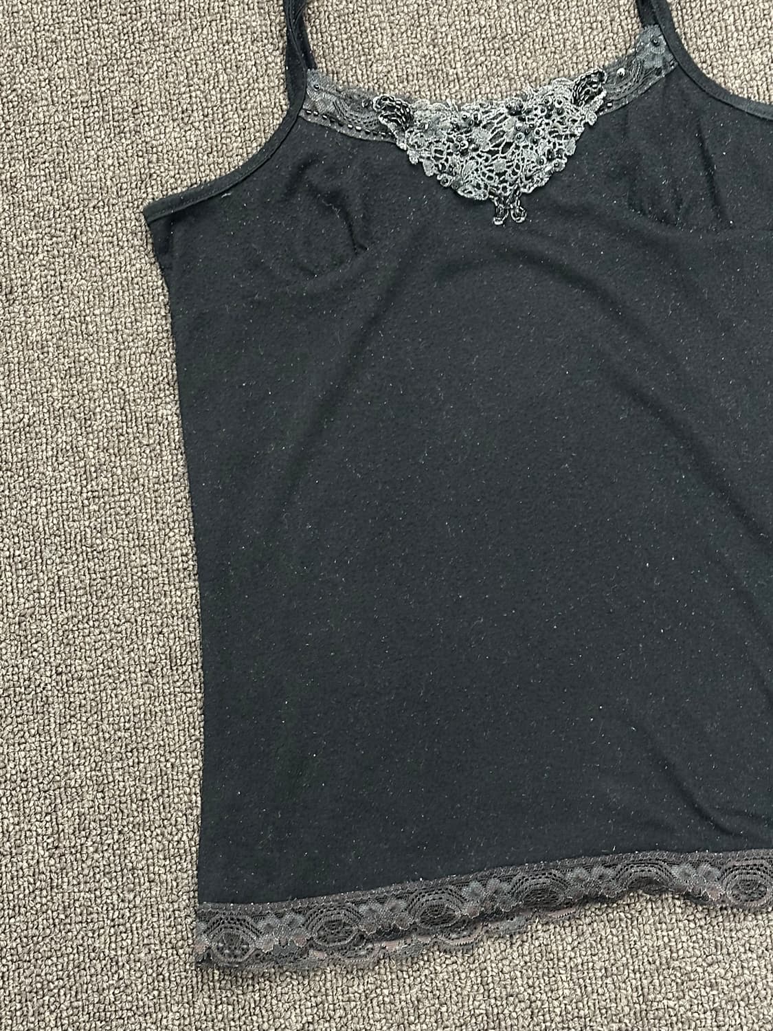 OS)Japanese vintage 여성 블랙 레이스 나시 상품이미지2