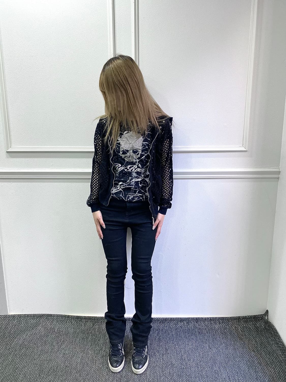 Y2K Girl Eyelet Detail Mesh Crop Hoodie  상품이미지6