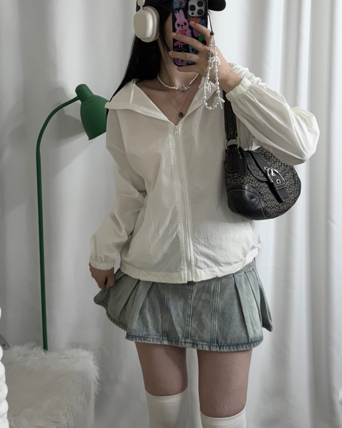 화이트 오버핏 후드 바람막이 상품이미지6