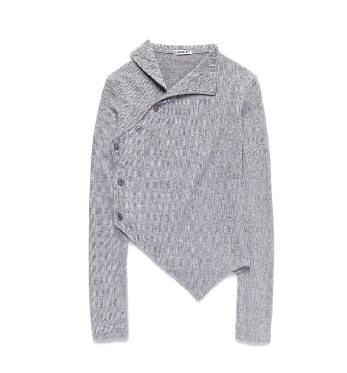 커렌트 OBLIQUE RIBBED CARDIGAN [LIGHT GREY] 상품이미지1