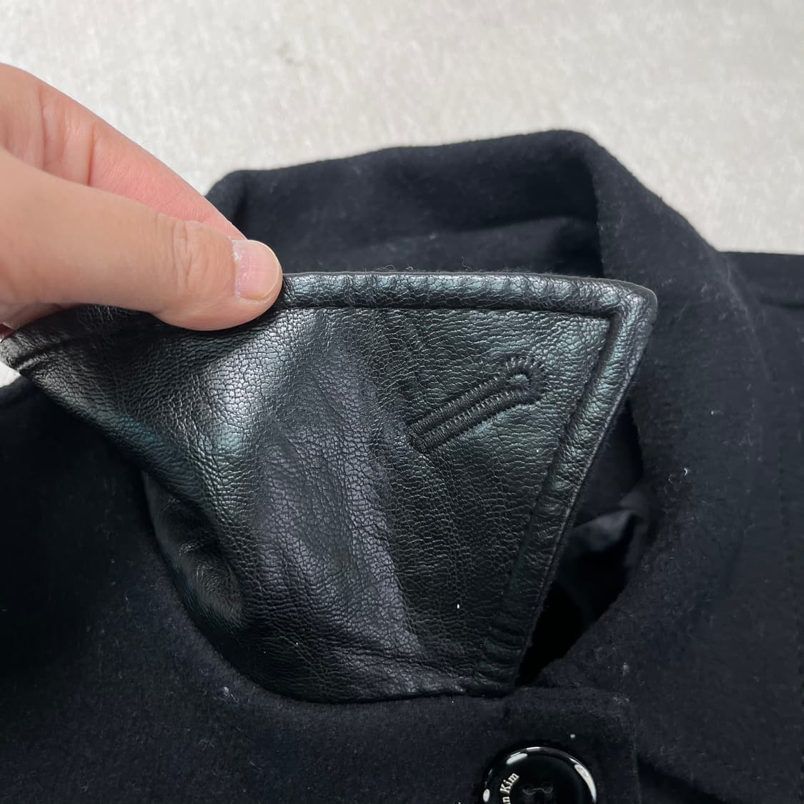 100 마땡킴 울 레더 코트 상품이미지5