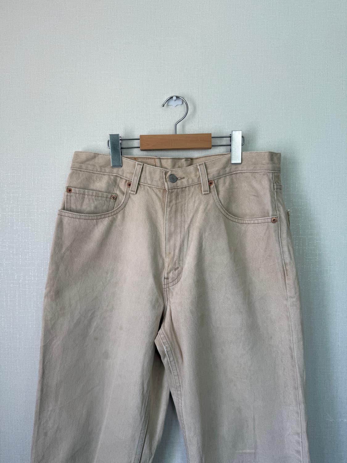 90s made in usa levis 550 34x30 에크루 크림진 상품이미지2