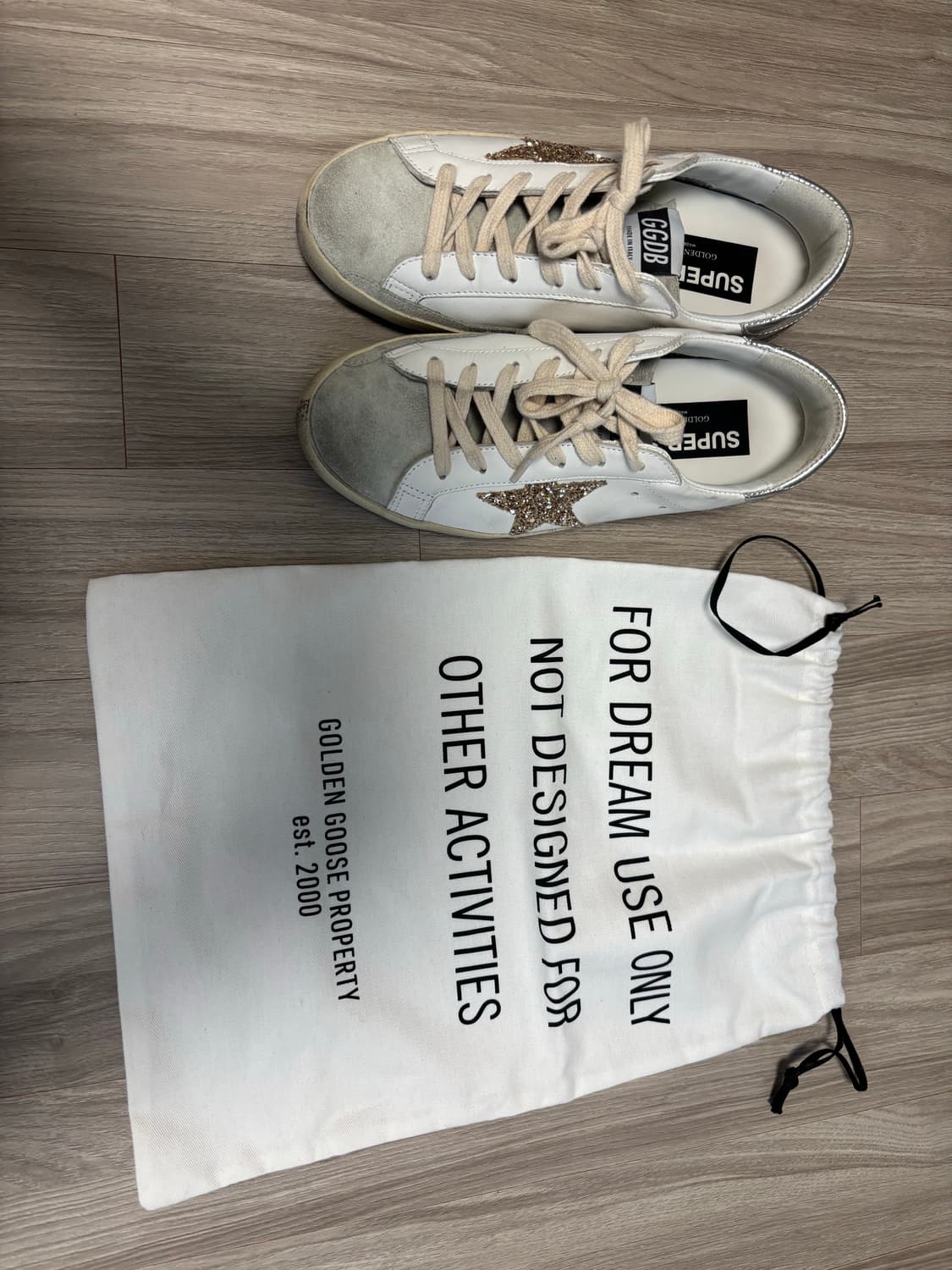 (W)골든구스 슈퍼스타 화이트골드 글리터 실버 메탈릭 레더탭 스니커즈 상품이미지3
