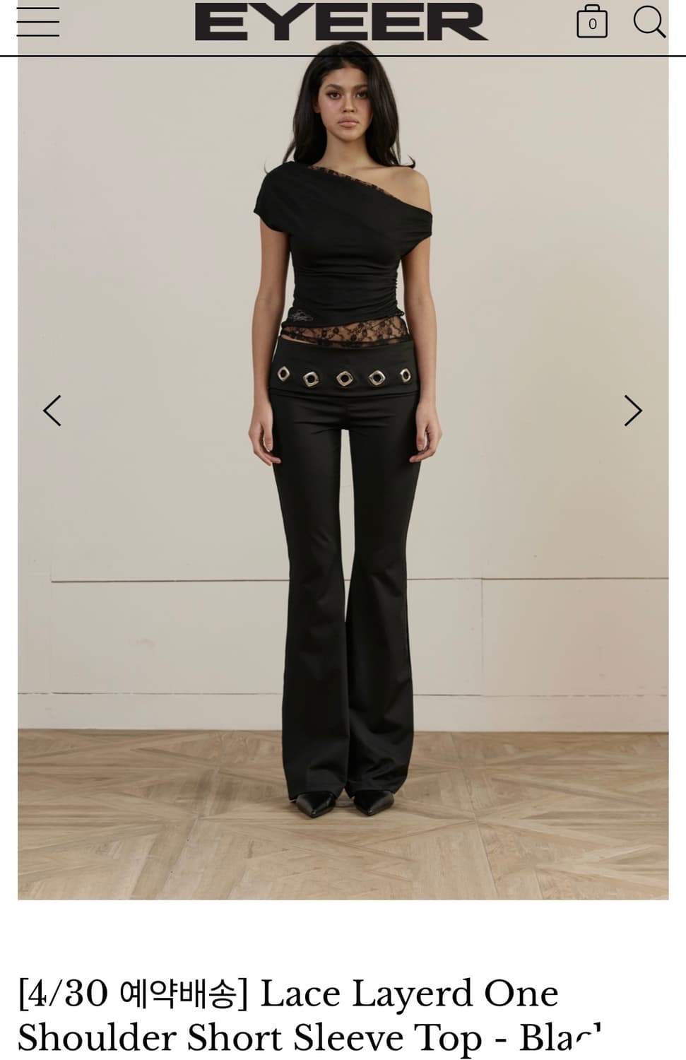EYEER 레이스 원숄더 탑 블랙컬러 상품이미지1