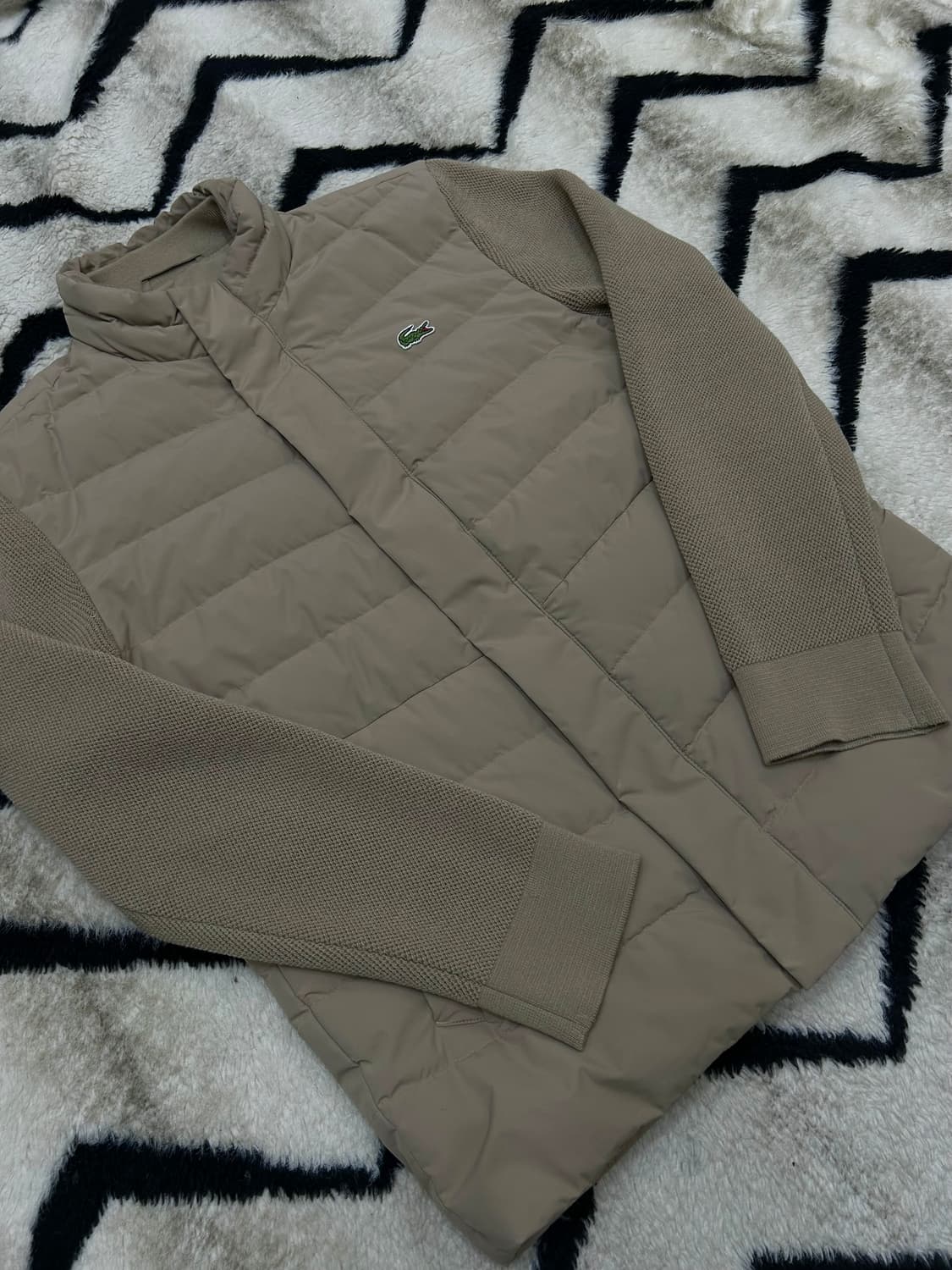 [M]라코스테 하이브리드 다운 니트 블루종/베이지 상품이미지2