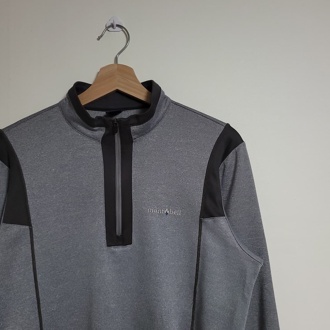 (L) 몽벨 기능성 하프넥 긴팔 티셔츠 그레이 집업 상품이미지2
