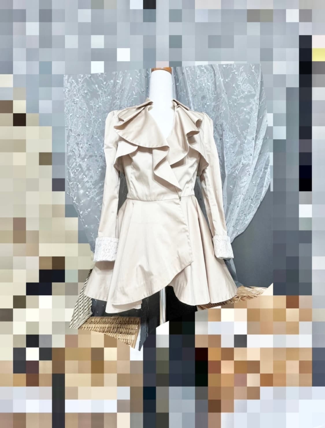 에고이스트ㅡ 러플카라 트렌치 하프코트 66/새거수준/셔링장식 상품이미지3