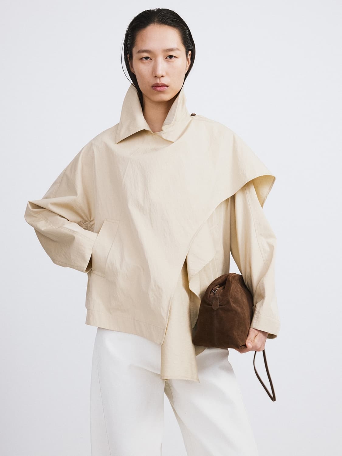 렉토 RECTO 머플러 랩 코트 옐로우 베이지 상품이미지1