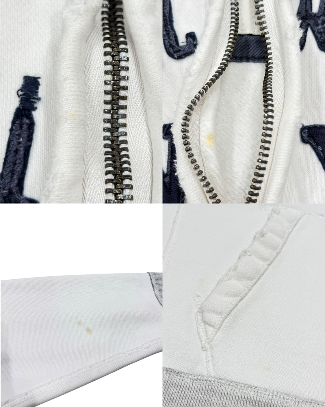 아베크롬비 빈티지 Y2K 데미지 디테일 기모 후드집업 자켓 화이트 2XL 상품이미지6