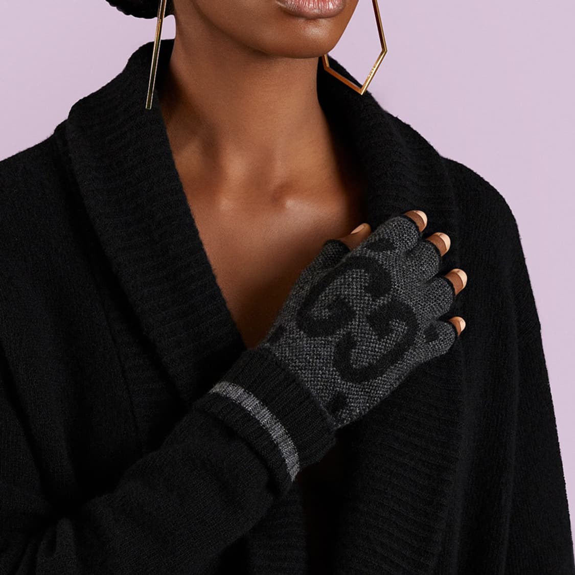 새상품 구찌 GG 핑거리스 장갑 캐시미어 100% 블랙 상품이미지1