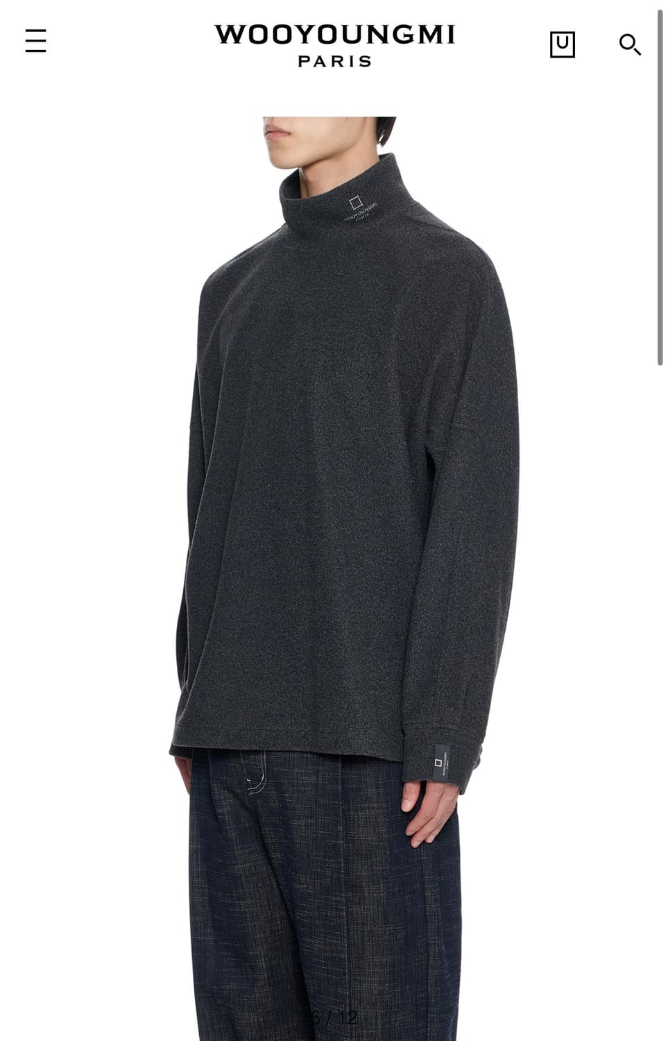 [50]우영미 25FW 그레이 하이넥 플리스 티셔츠 상품이미지1