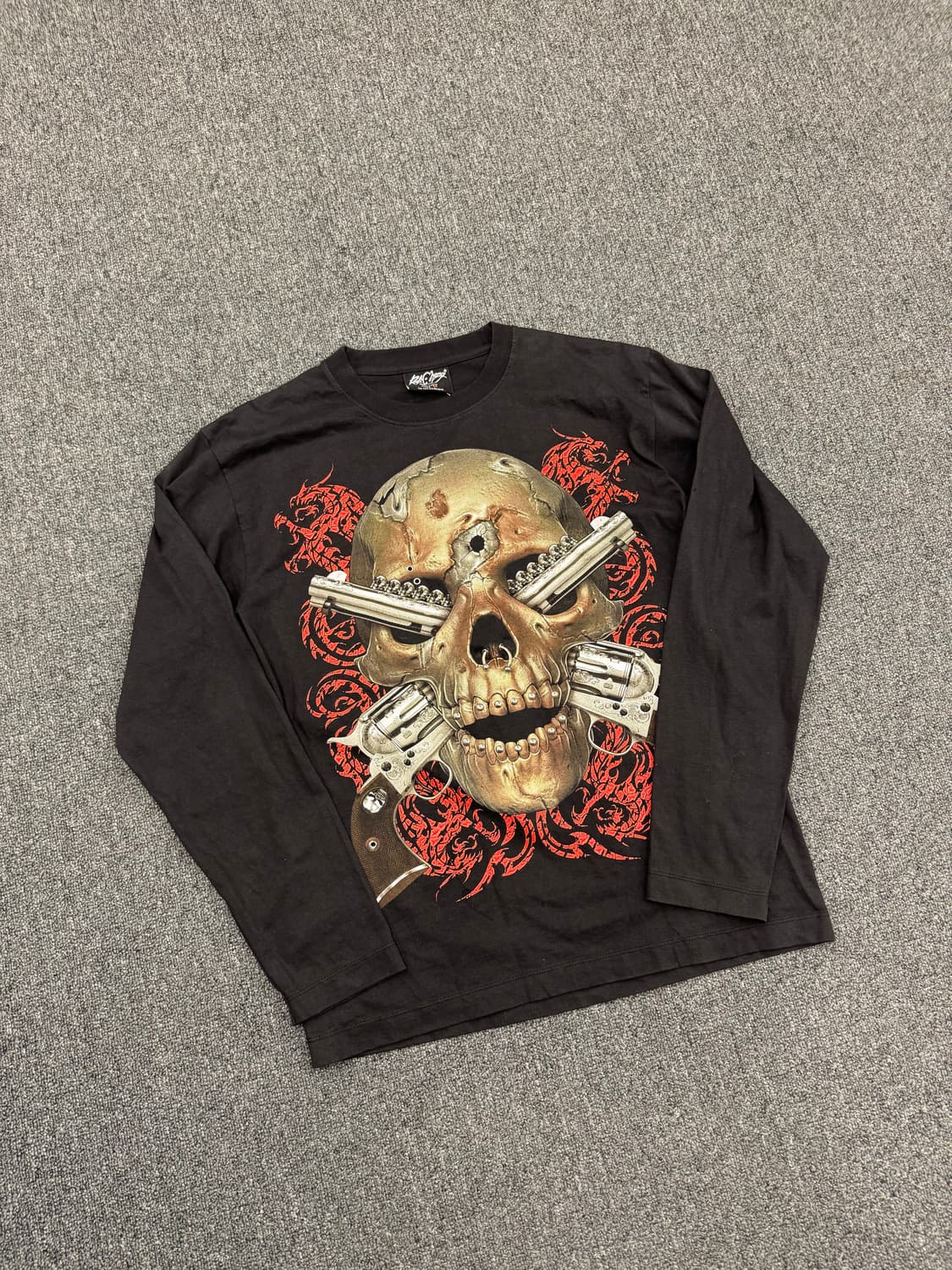 M)Rock chang 빈티지 스컬 피어싱 프린팅 롱슬리브 상품이미지2