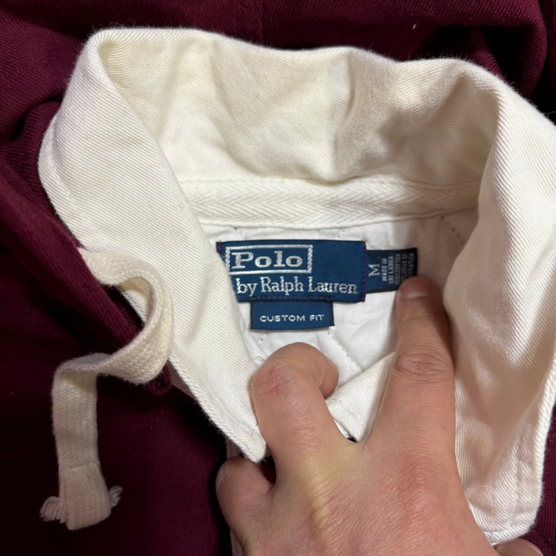 폴로 스몰로고 버건디 후드 M 상품이미지8