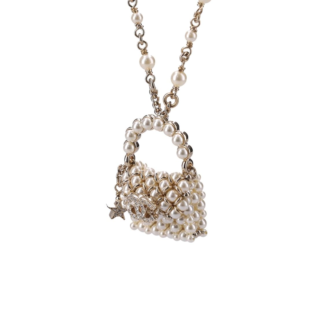 샤넬 펄 백 펜던트 네크리스 골드 메탈 상품이미지5