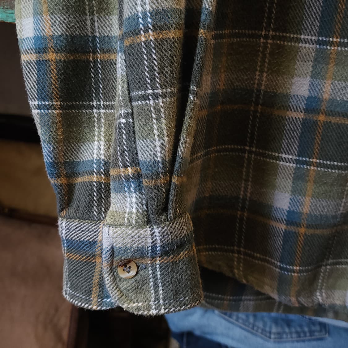 90s 아메리칸 빈티지 체크셔츠 헤비 플란넬 워크셔츠 그린 체크  41 상품이미지8