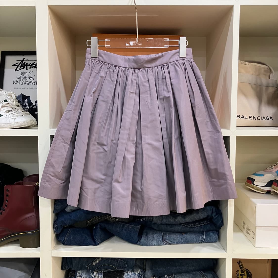 미우미우 라벤더 나일론 미니스커트 40 상품이미지3