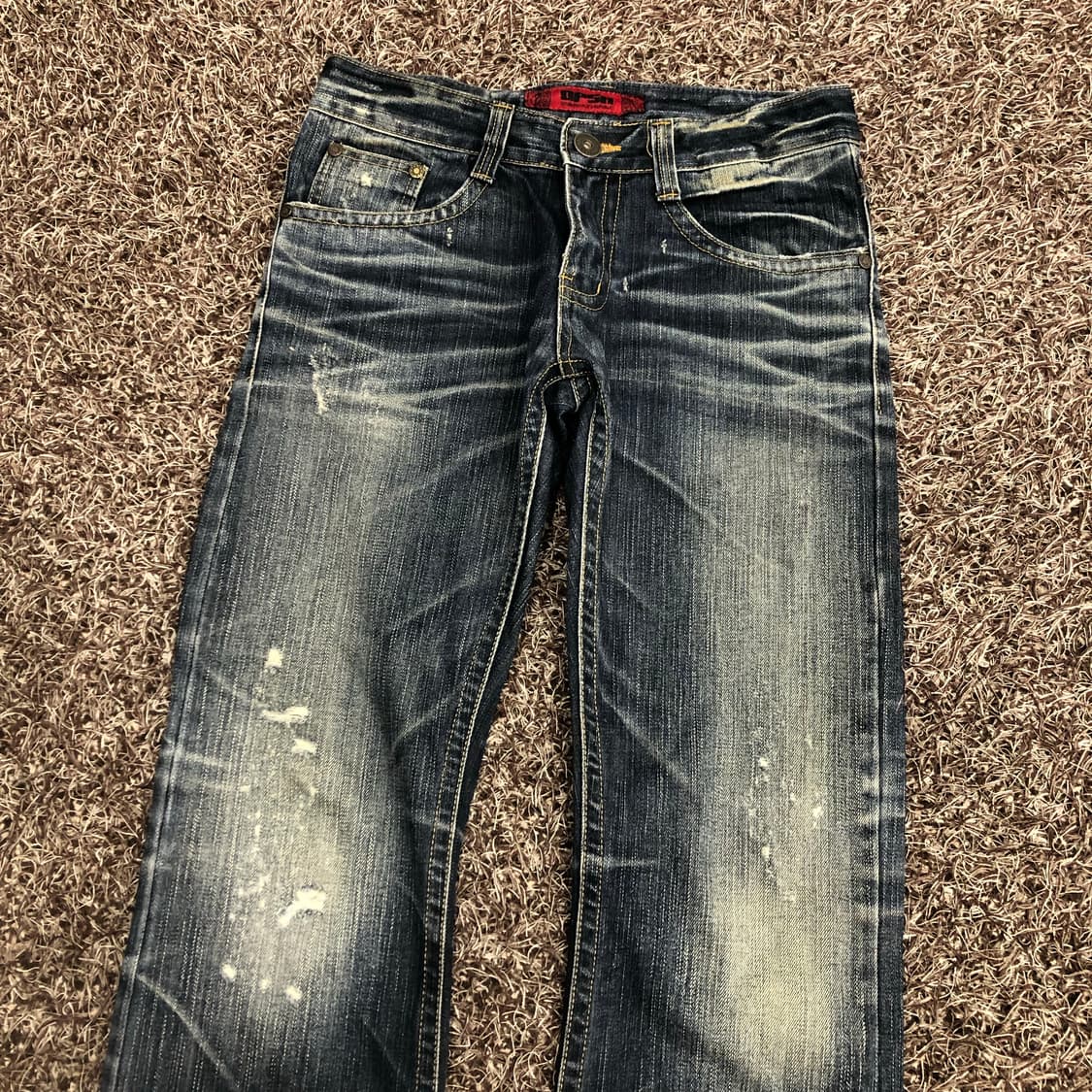 빈티지 Y2k 데미지 워싱 데님 팬츠 상품이미지2