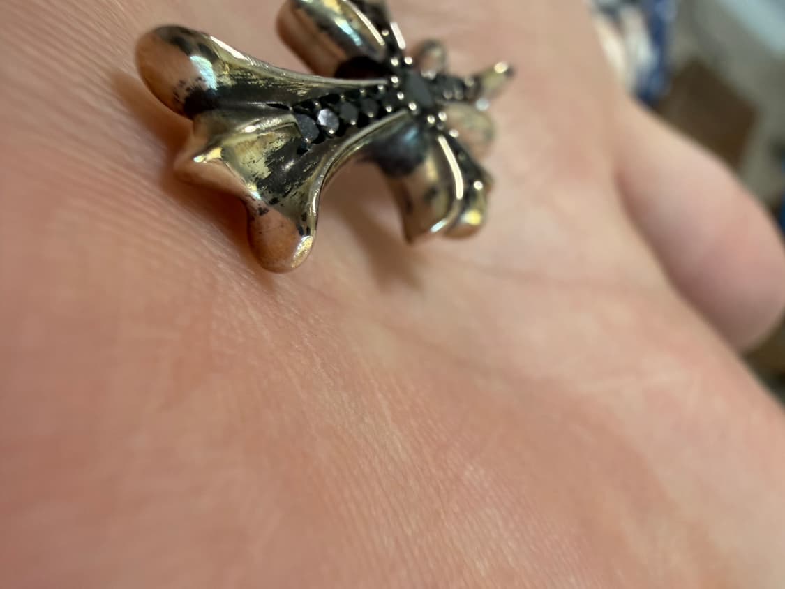 크롬하츠 타이니펫 크로스 펜던트 블랙다이아 풀파베 상품이미지6