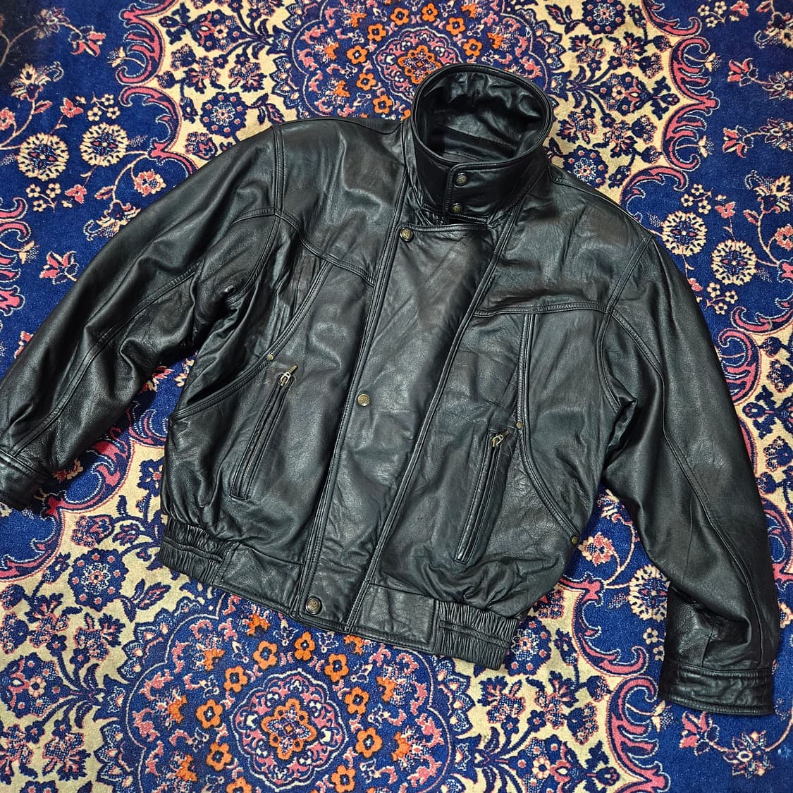 Vintage 램스킨 더블 카라넥 가죽 라이더자켓 M size 상품이미지2