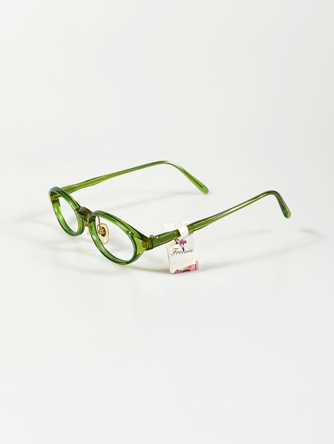 90s FREESIA 그린 오벌 반투명 뿔테 빈티지 안경 상품이미지3