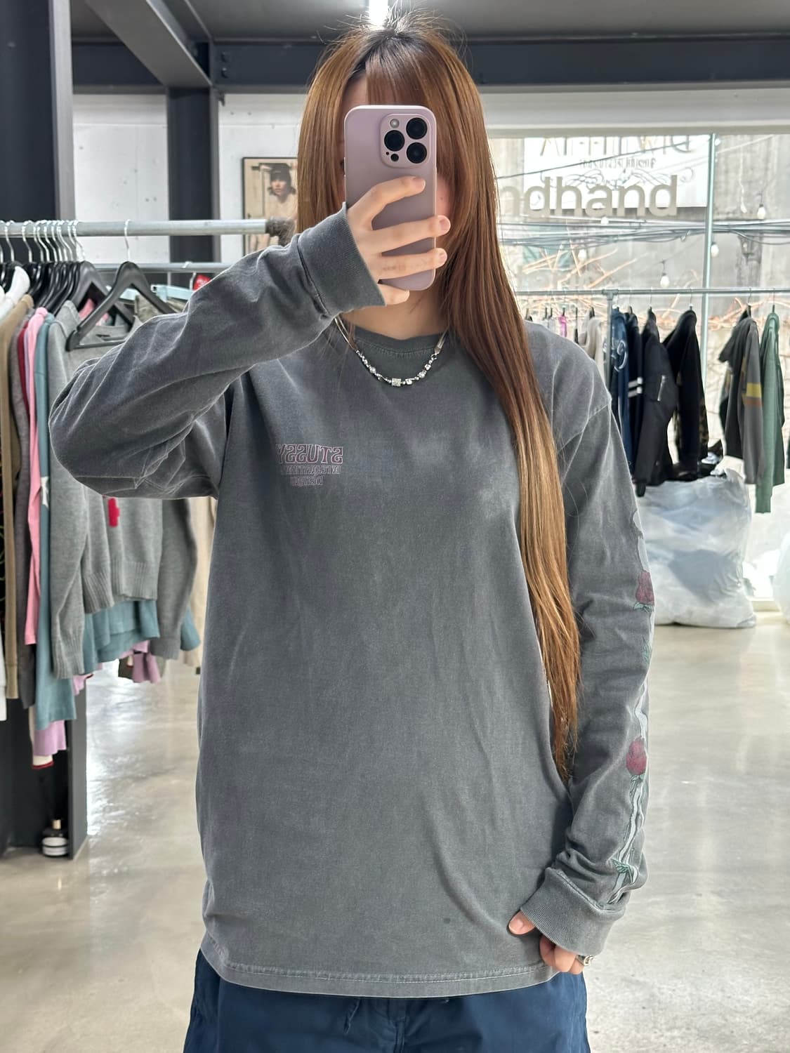 스투시 스컬로즈 피그먼트워시드 롱슬리브긴팔티 상품이미지3