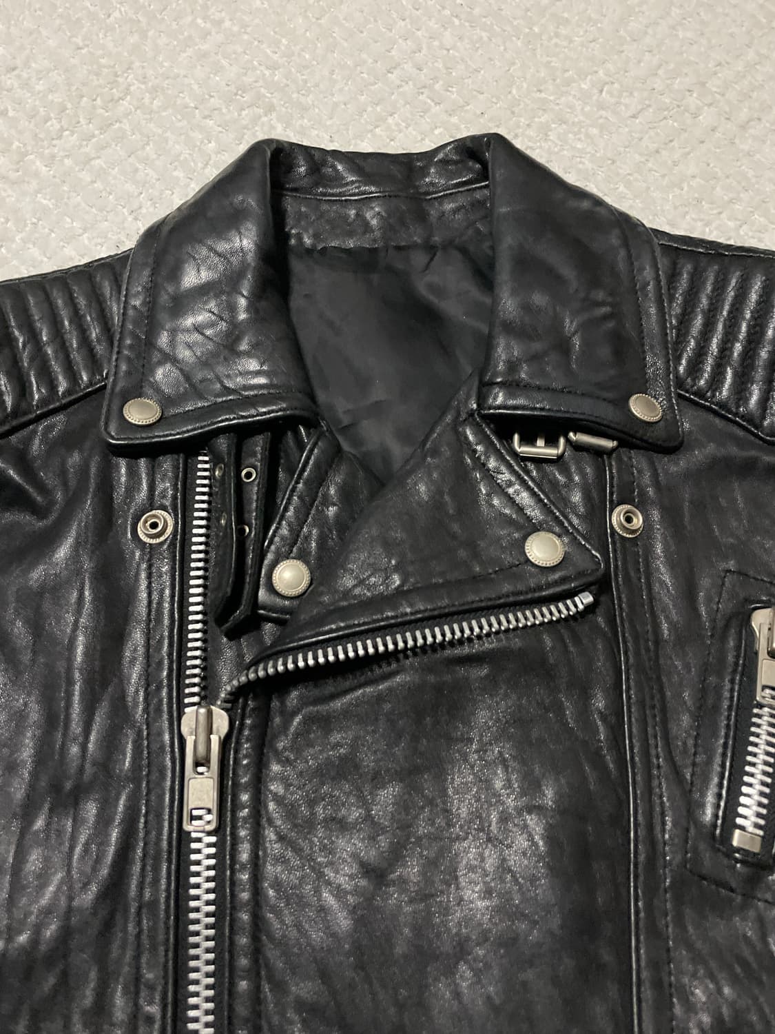 광희시장 웨스턴 무드 램스킨 양가죽 바이커 레더 자켓 상품이미지4