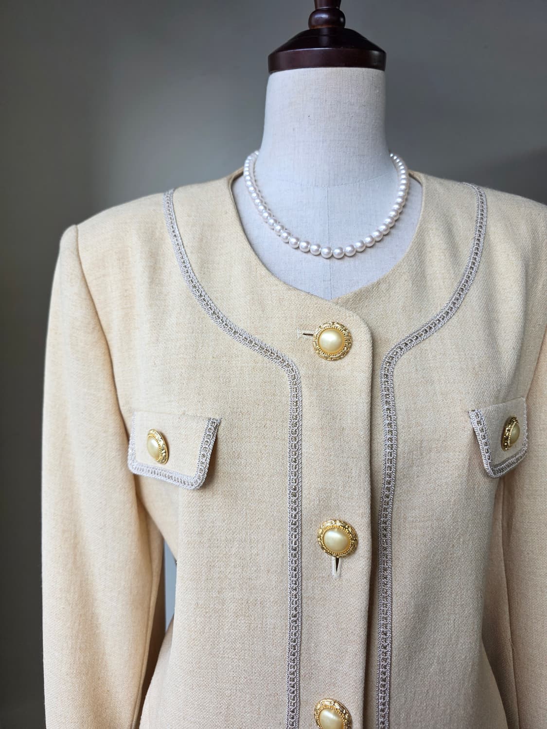 옐로우베이지 레이스 테이핑 금장 자켓 상품이미지1