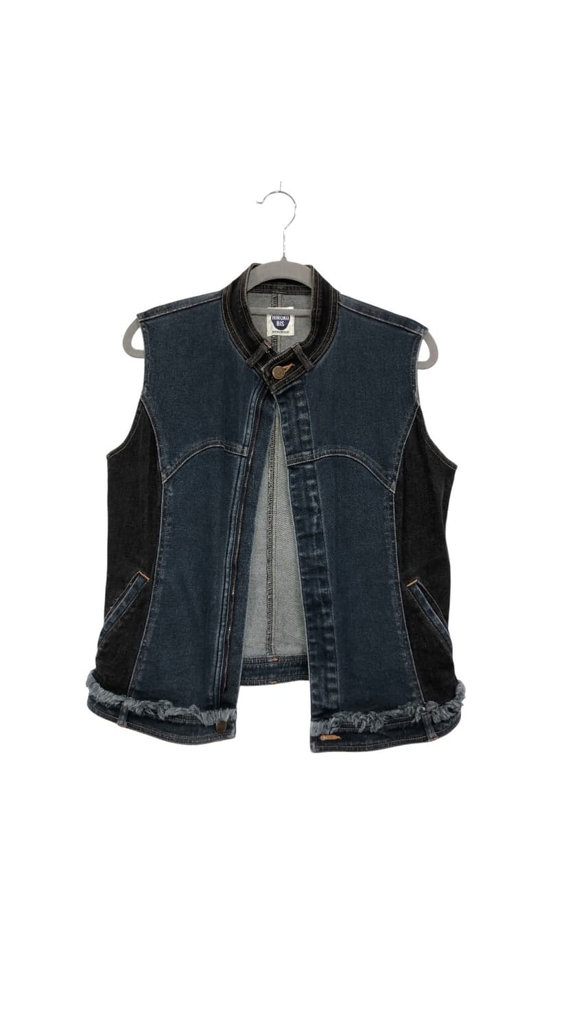 히로코비스 배색 데님 탑&베스트 자켓 상품이미지1