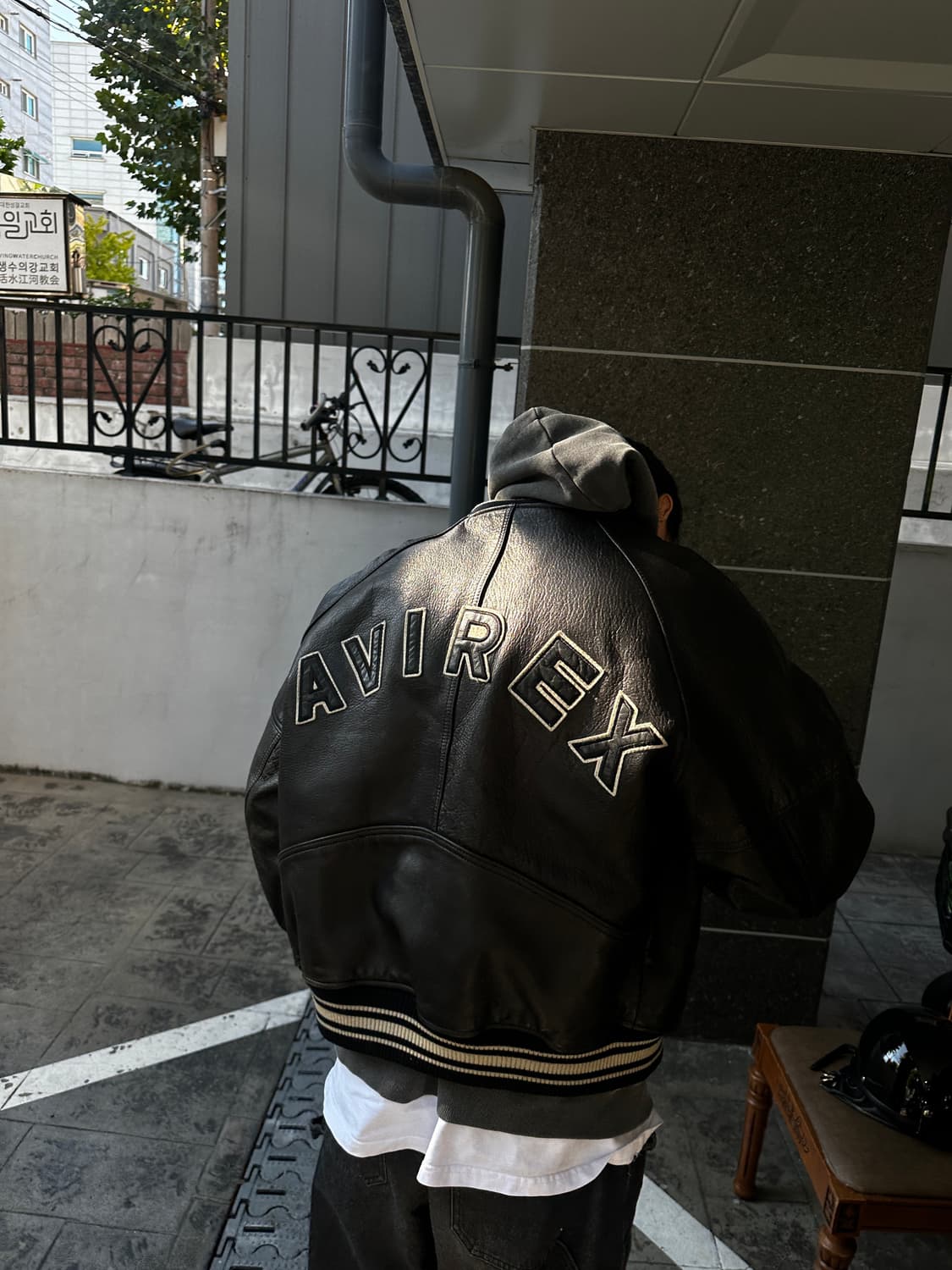 아비렉스 avirex 90s 아이콘 바시티 레더자켓 블랙 상품이미지1