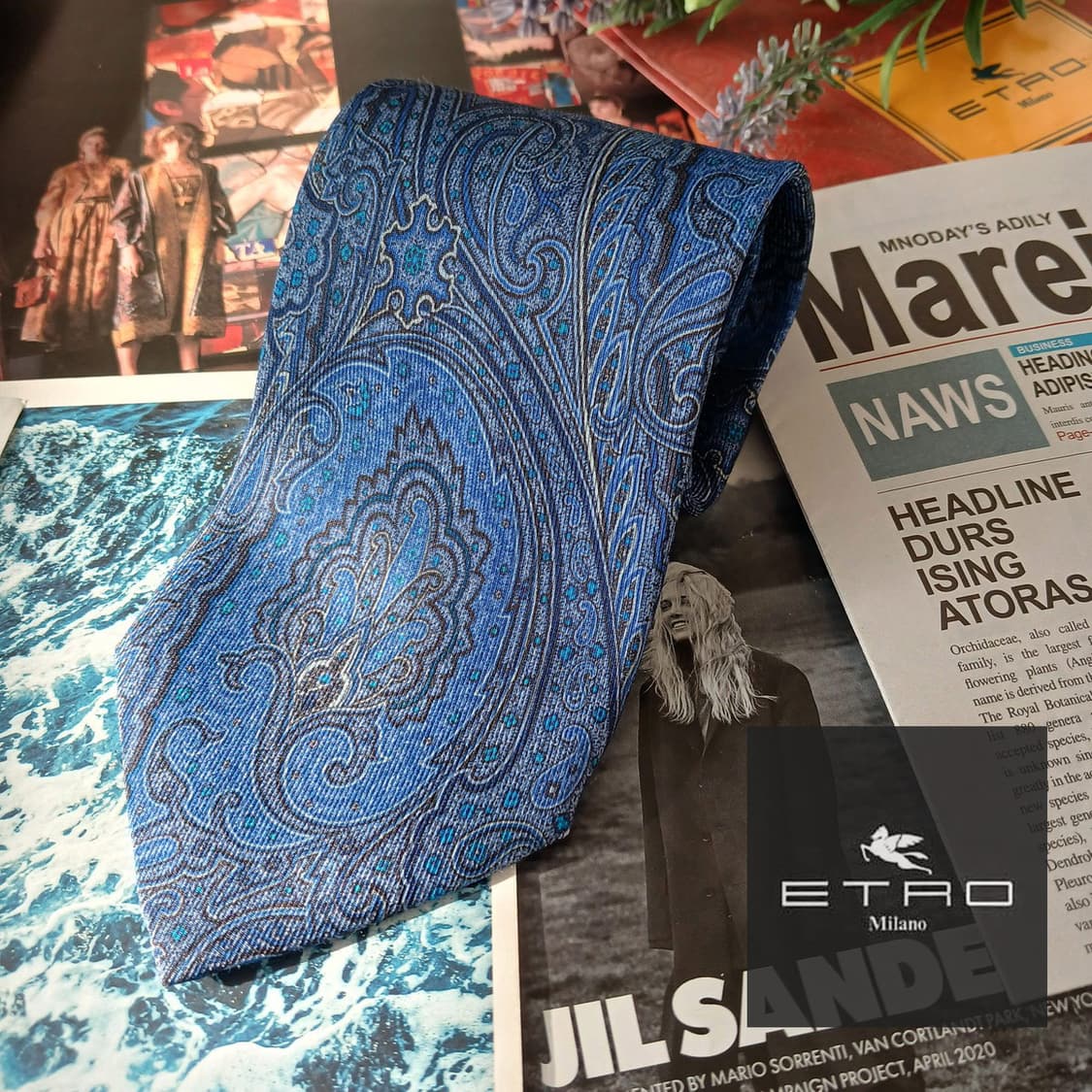 에트로 실크 블루 페이즐리 넥타이 9.6cm A등급 A19485
 상품이미지2