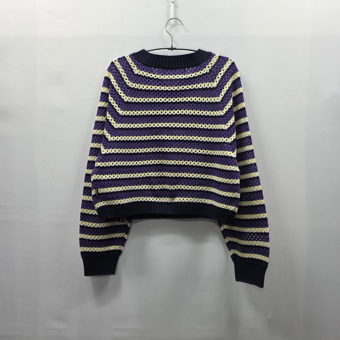 0191[RAYCEY] 퍼플 스트라이프 브이넥 니트 S 상품이미지2