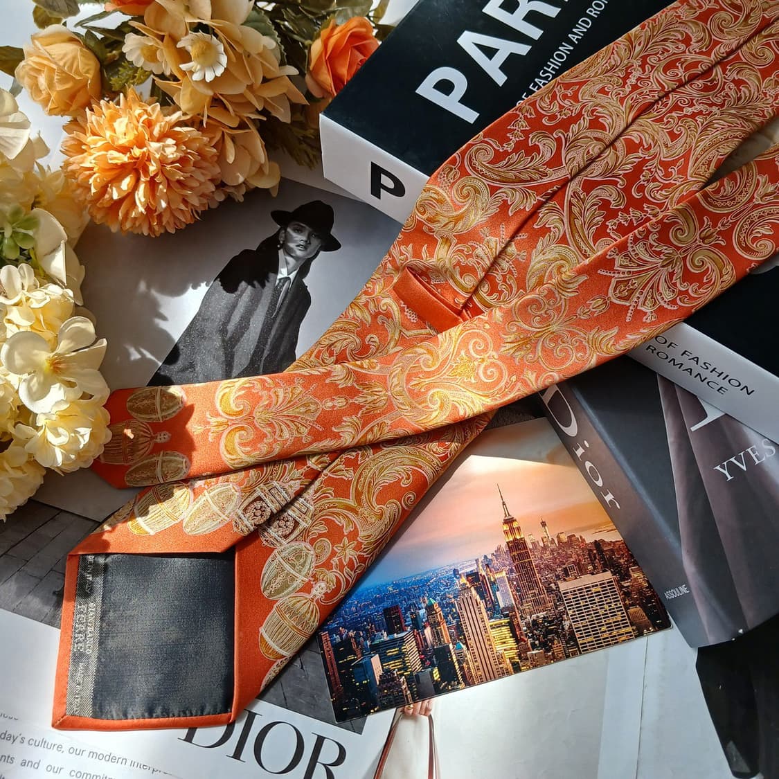 지안프랑코 페레 실크 오렌지 페이즐리 넥타이 9.7cm A+등급 G7
 상품이미지5