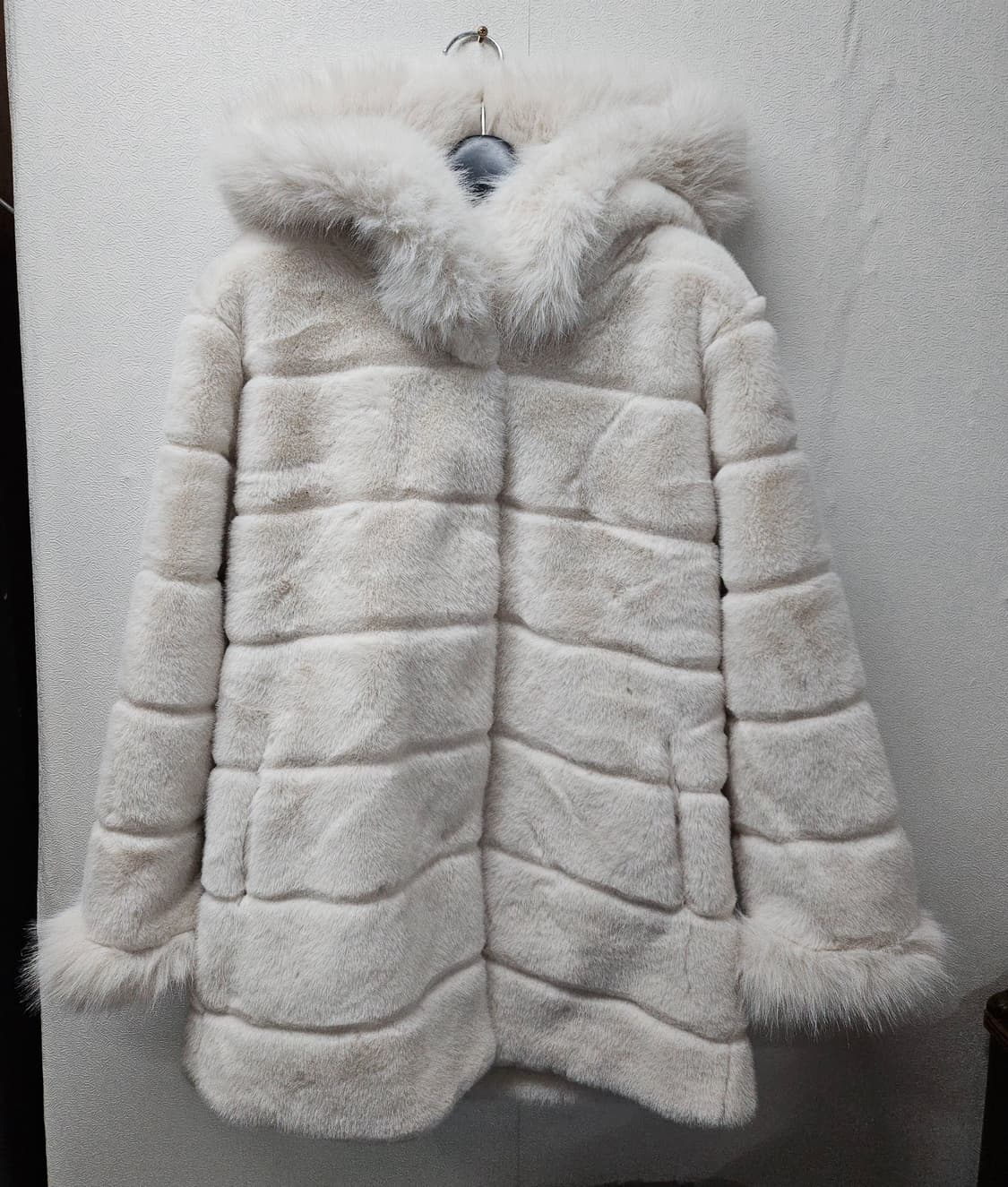 페이크 밍크퍼 후드 코트 L 상품이미지1