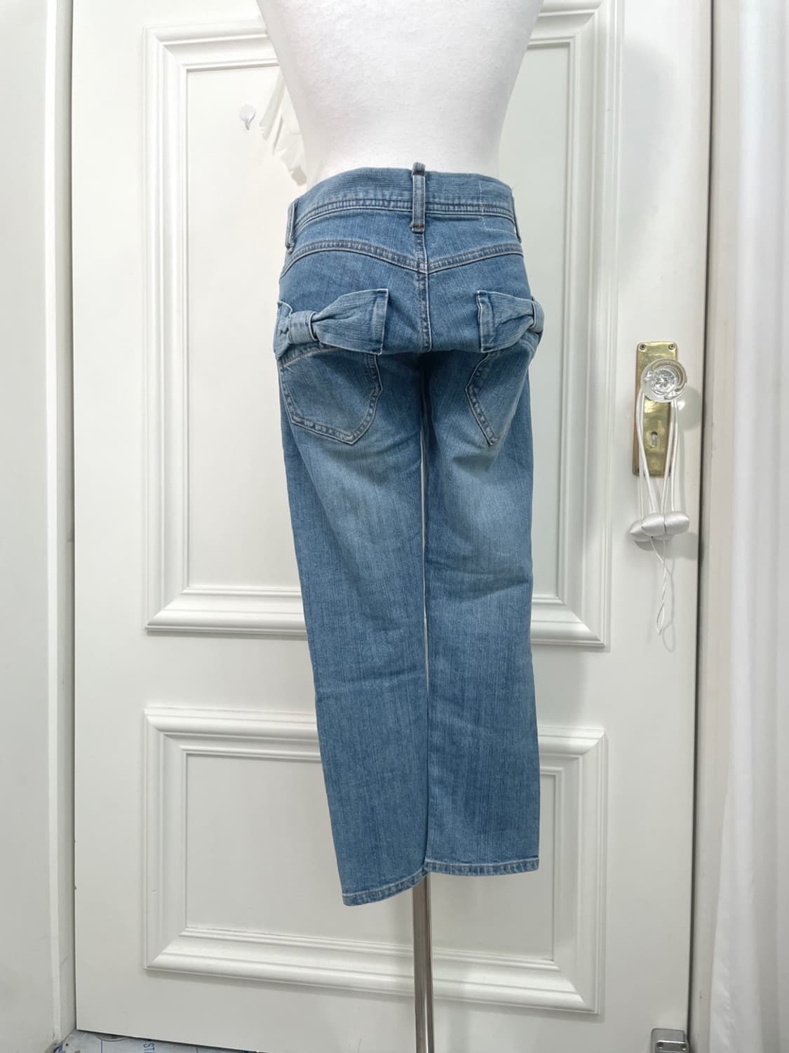 blue denim back bow pocket denim pants 상품이미지1
