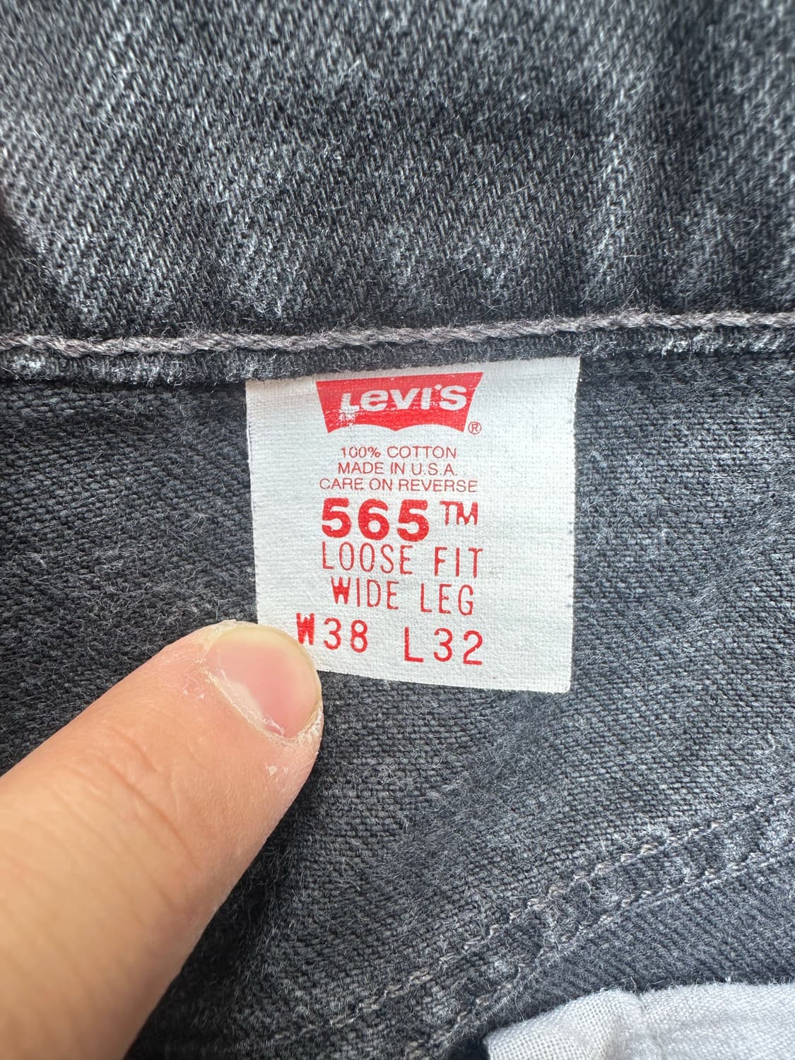 빈티지 90s 리바이스 565 블랙 데님 팬츠  상품이미지4