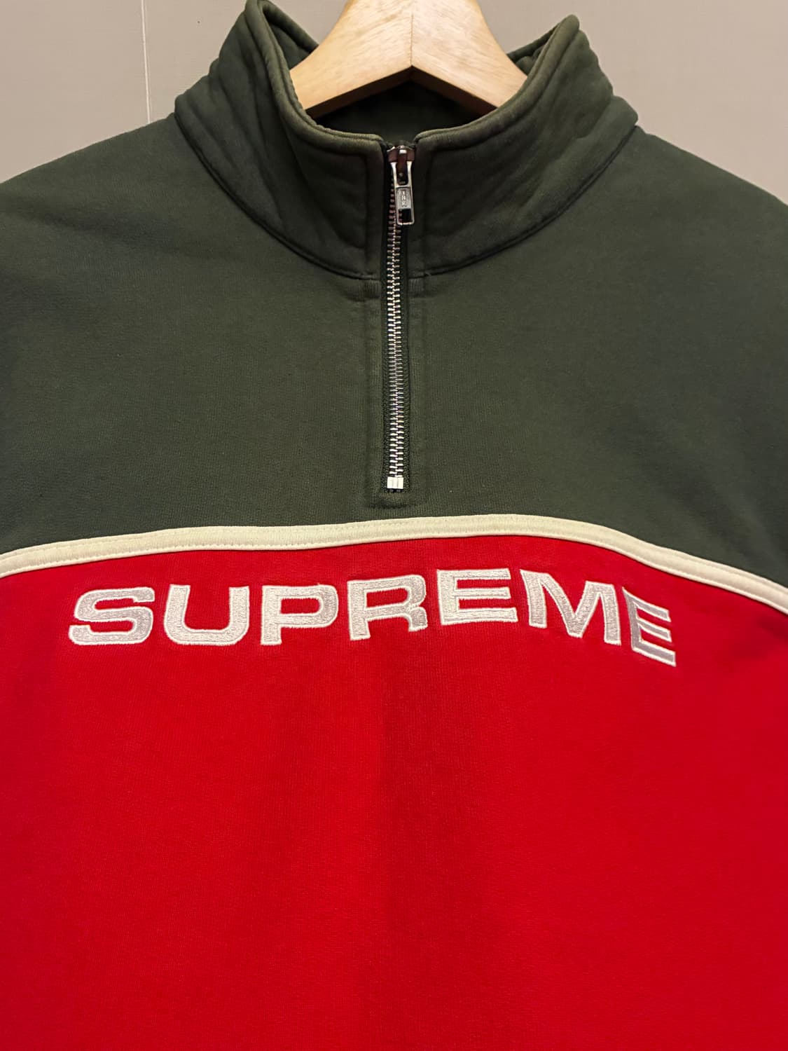 (M)Supreme 슈프림 투톤 하프집업 스웻셔츠 맨투맨 그린레드 상품이미지5