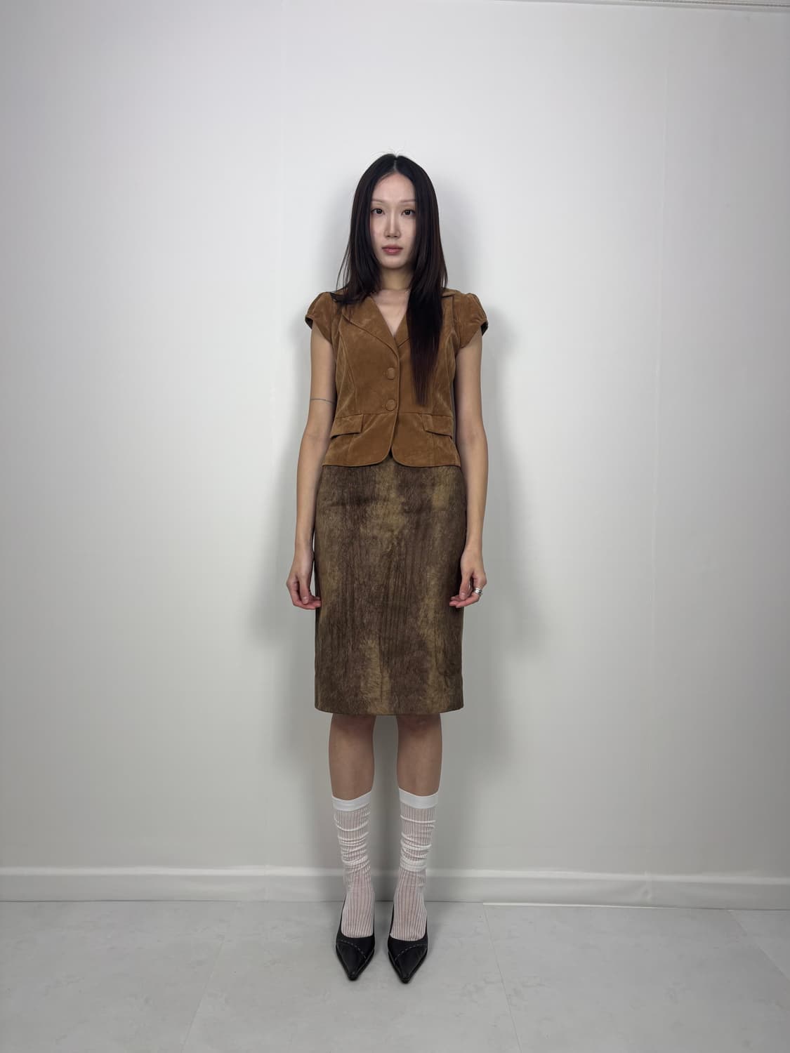 MIXED BROWN SUEDE SKIRT 상품이미지2